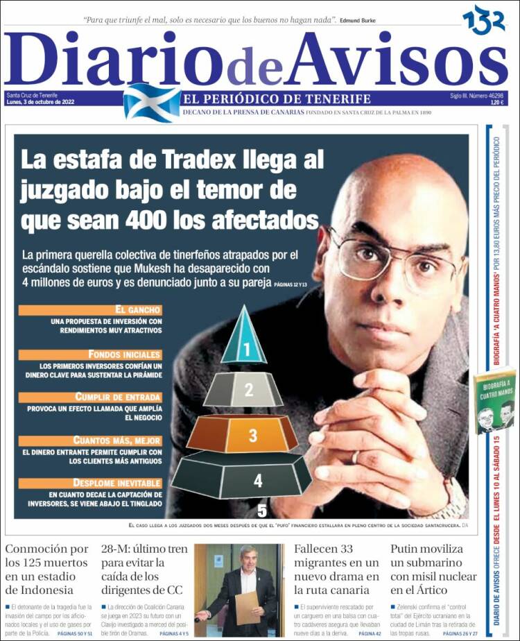 Portada de Diarios de Avisos (España)