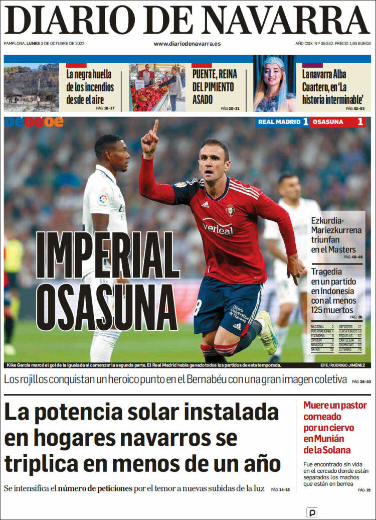 Portada de Diario de Navarra (España)