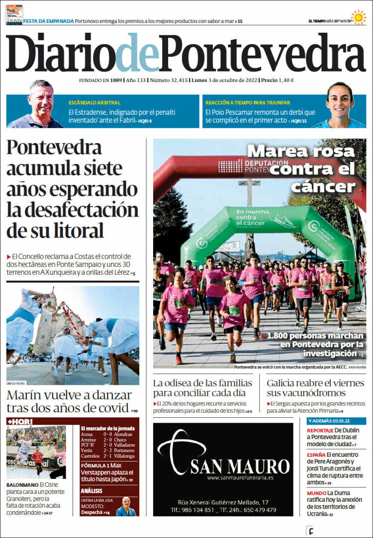 Portada de Diario de Pontevedra (España)