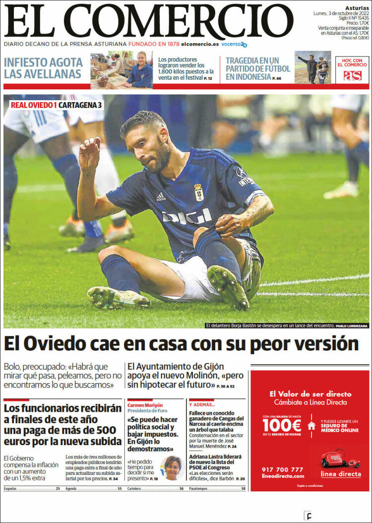 Portada de El Comercio (España)