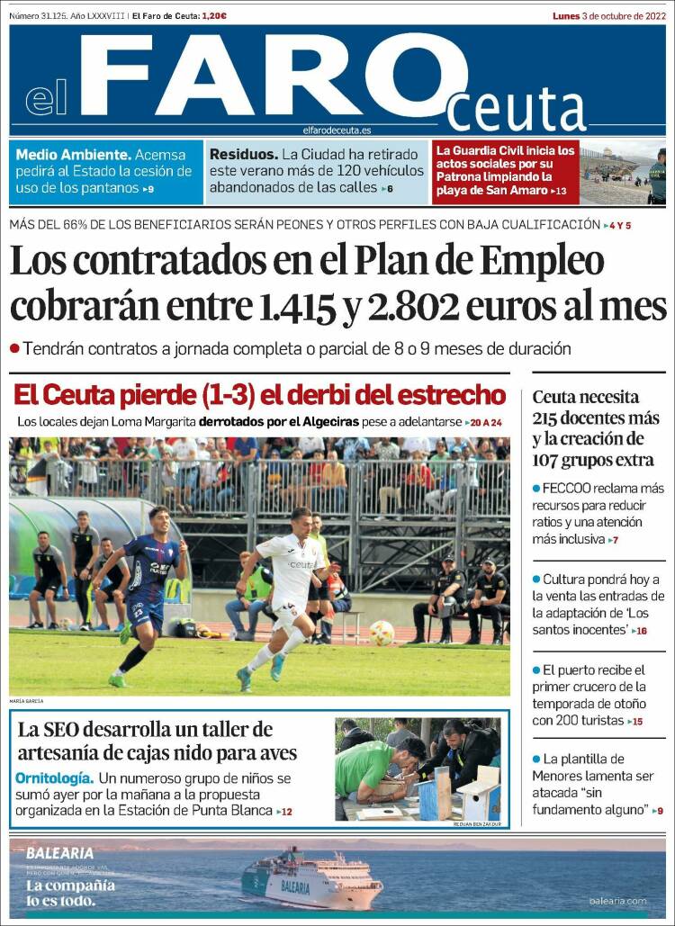 Portada de El Faro de Ceuta (España)