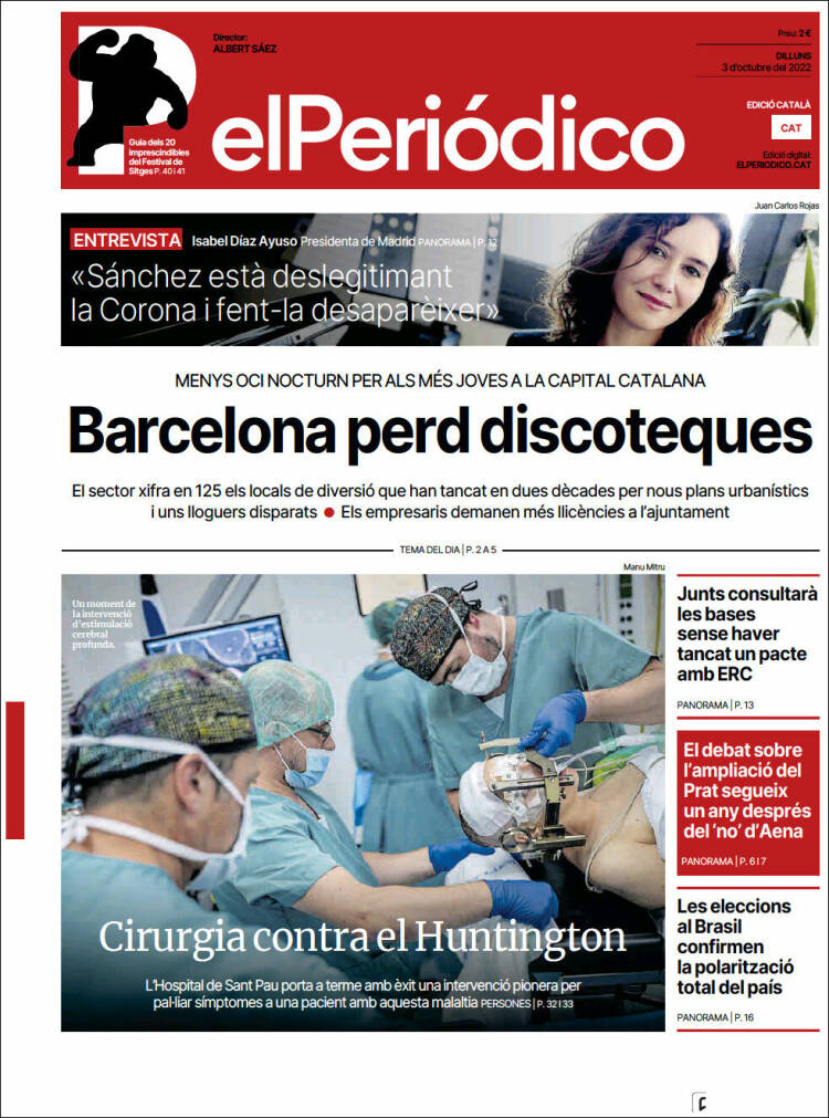 Portada de El Periódico de Catalunya (España)