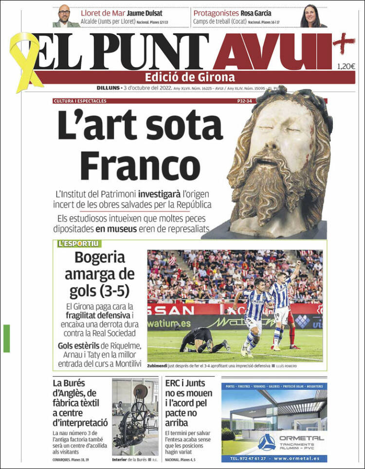 Portada de El Punt Avui - Girona (España)