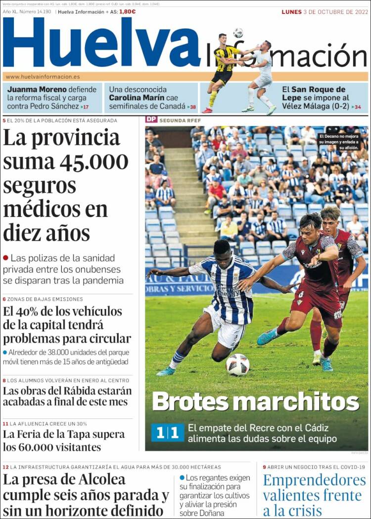 Portada de Huelva Información (España)