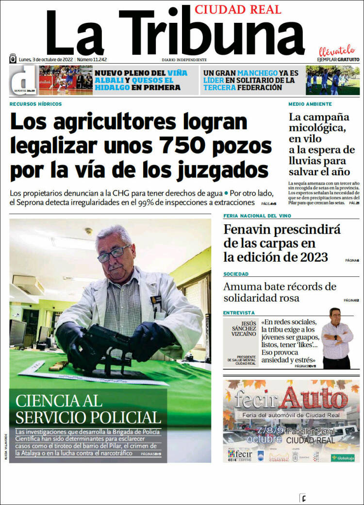 Portada de La Tribuna de Ciudad Real (España)
