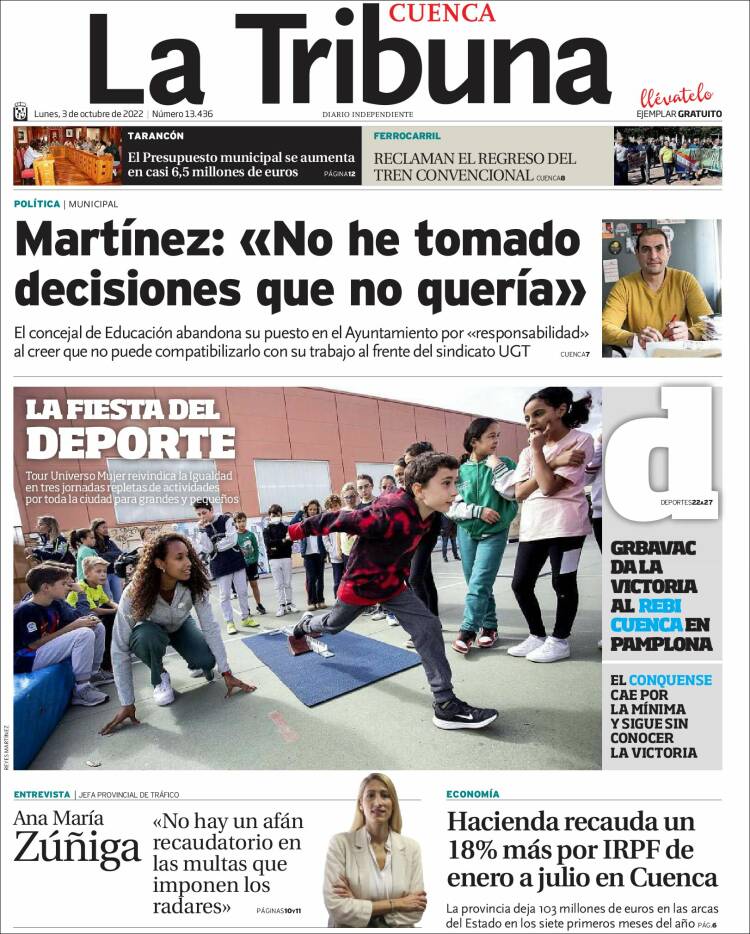 Portada de La Tribuna de Cuenca (España)
