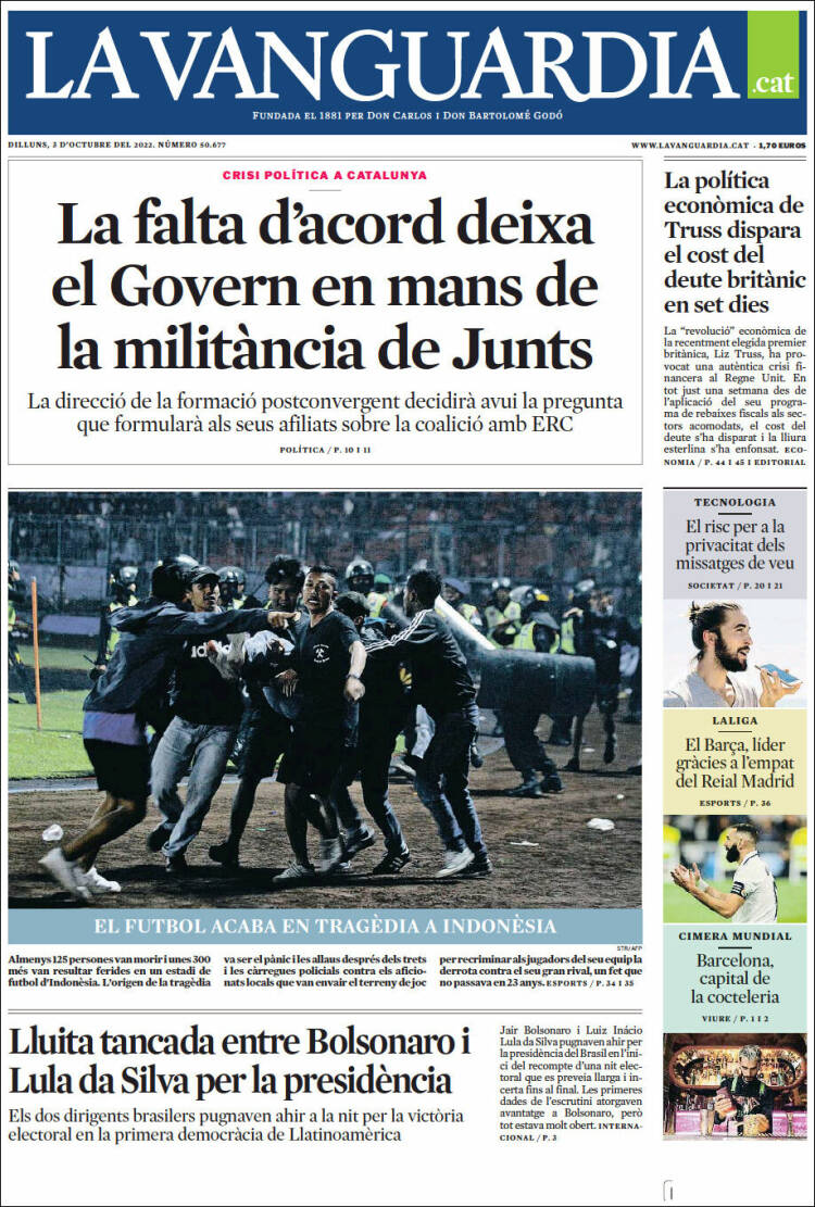 Portada de La Vanguardia (España)