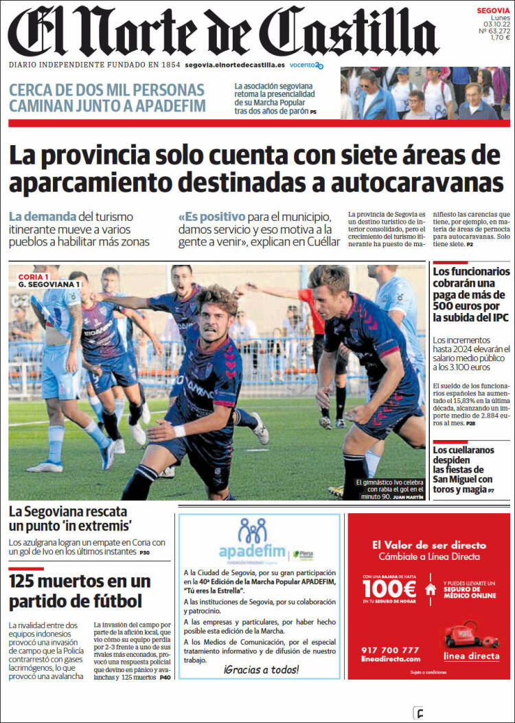 Portada de Norte de Castilla - Segovia (España)