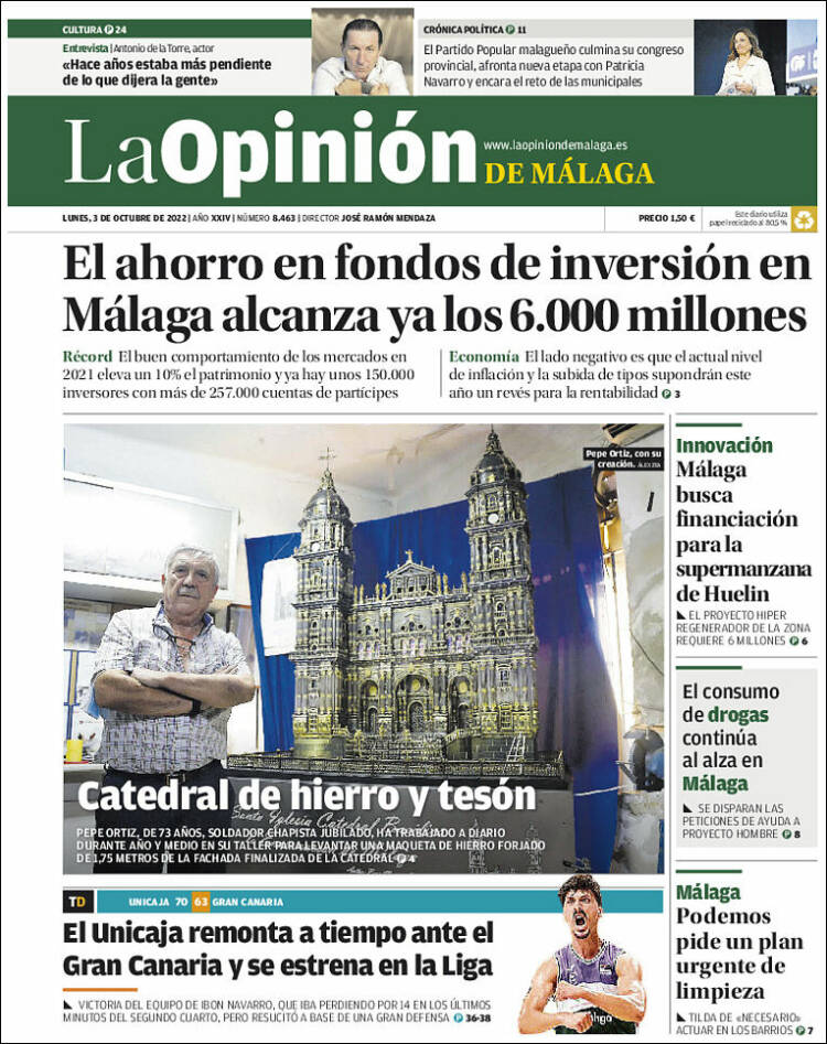 Portada de La Opinión de Málaga (España)
