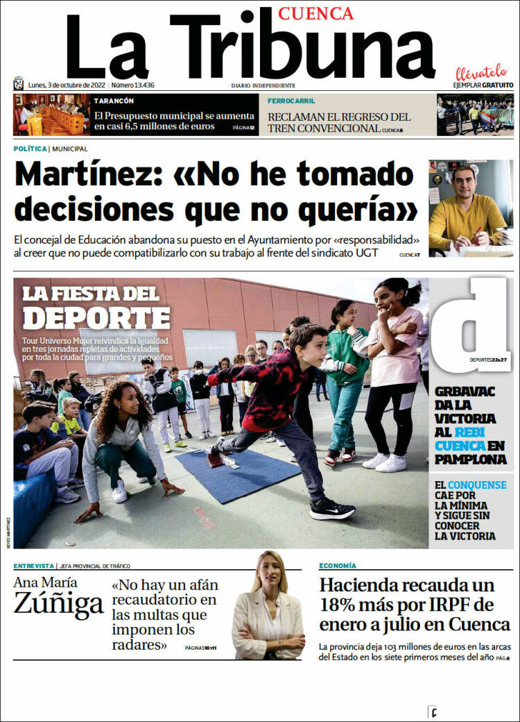 Portada de La Tribuna de Cuenca (España)