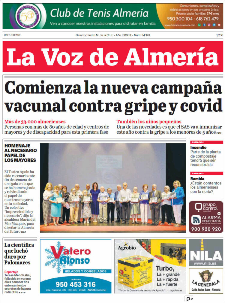 Portada de La Voz de Almería (España)