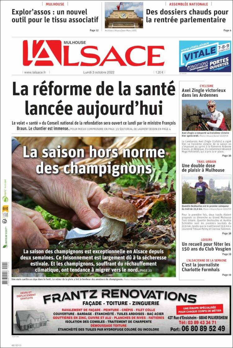 Portada de Journal L'Alsace (France)