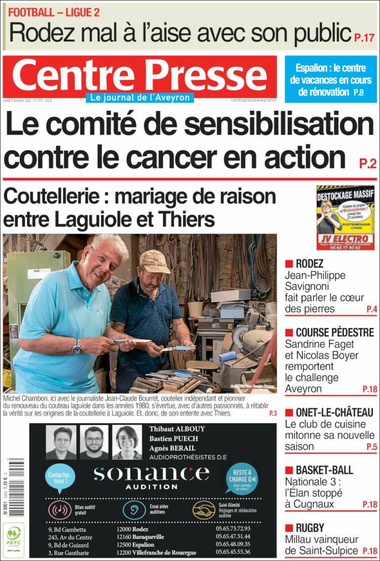 Portada de Centre Presse (France)