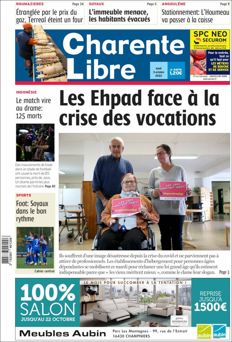 Portada de Charente Libre (France)