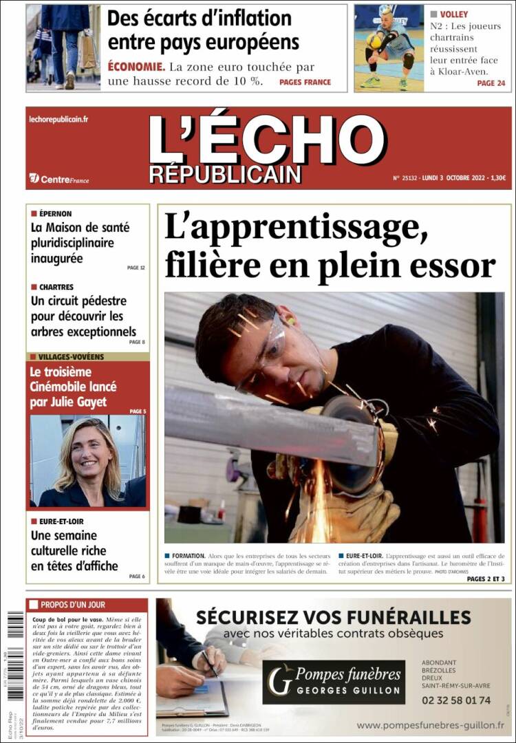 Portada de L'Echo Républicain (France)