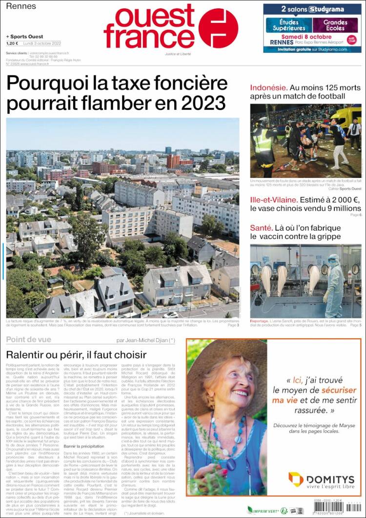 Portada de Ouest France (France)