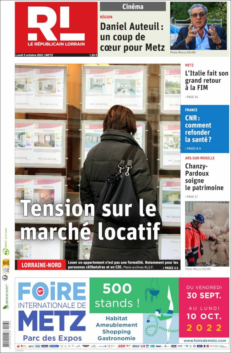 Portada de Le Republicain Lorrain (France)