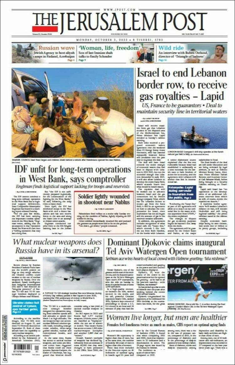 Portada de The Jerusalem Post (Israel)