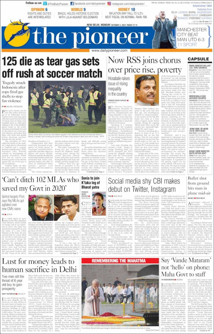 Portada de The Pioneer (India)
