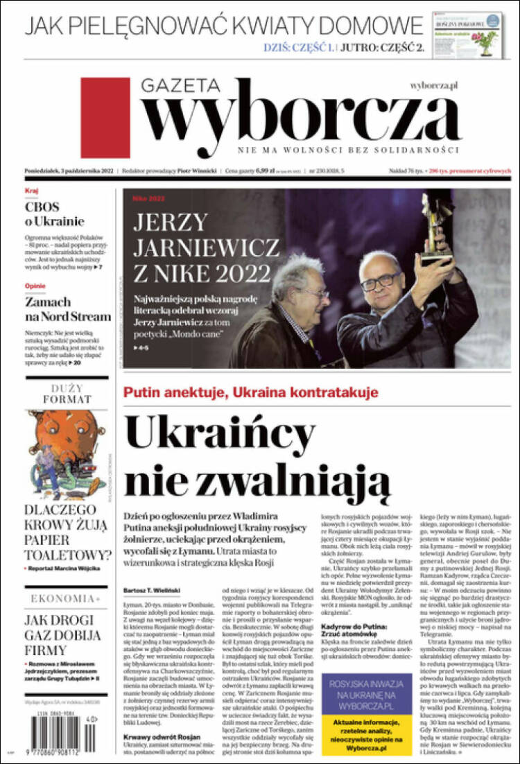 Portada de Gazeta Wyborcza (Polonia)