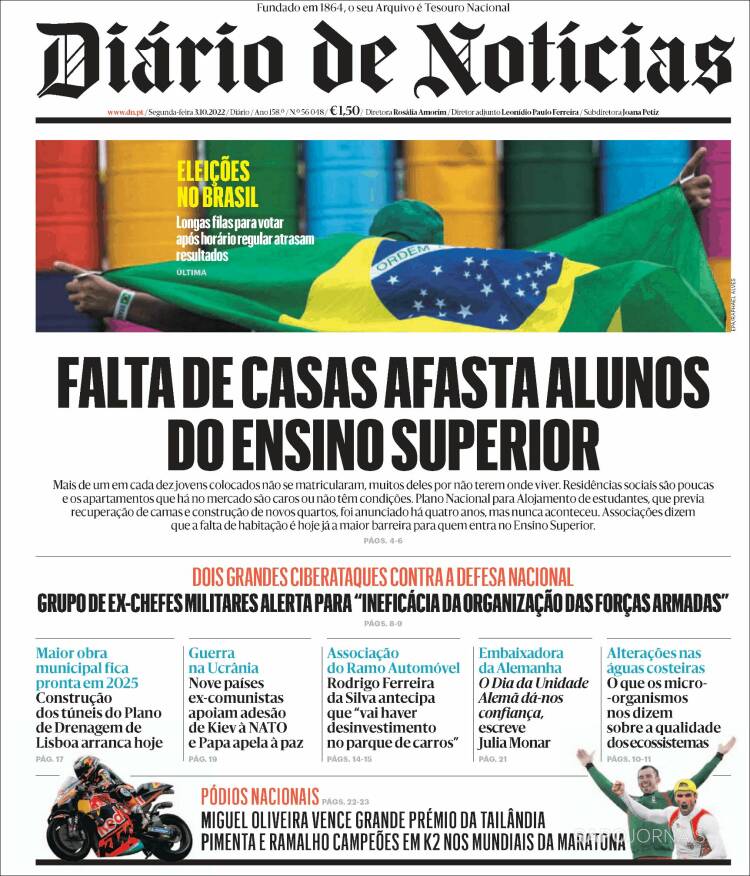 Portada de Diário de Noticias (Portugal)