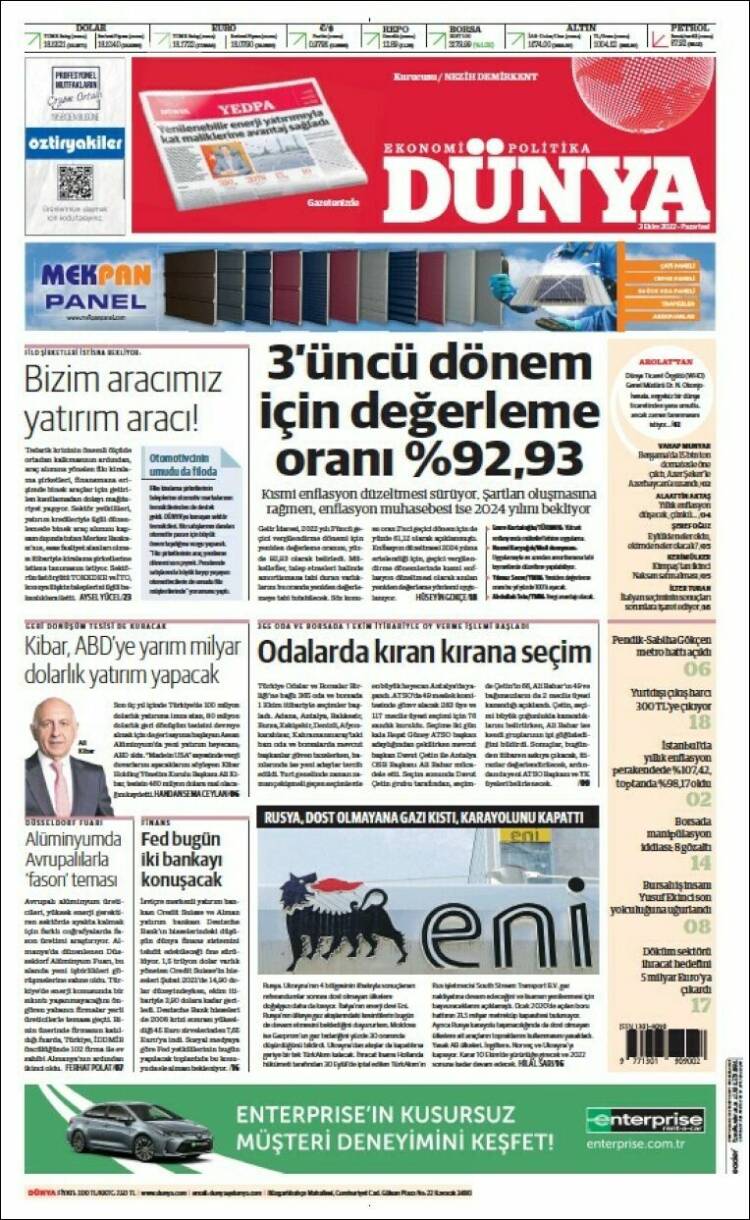 Portada de Dünya (Turqu&iacute;a)