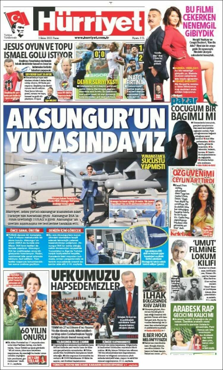 Portada de Hürriyet (Turqu&iacute;a)
