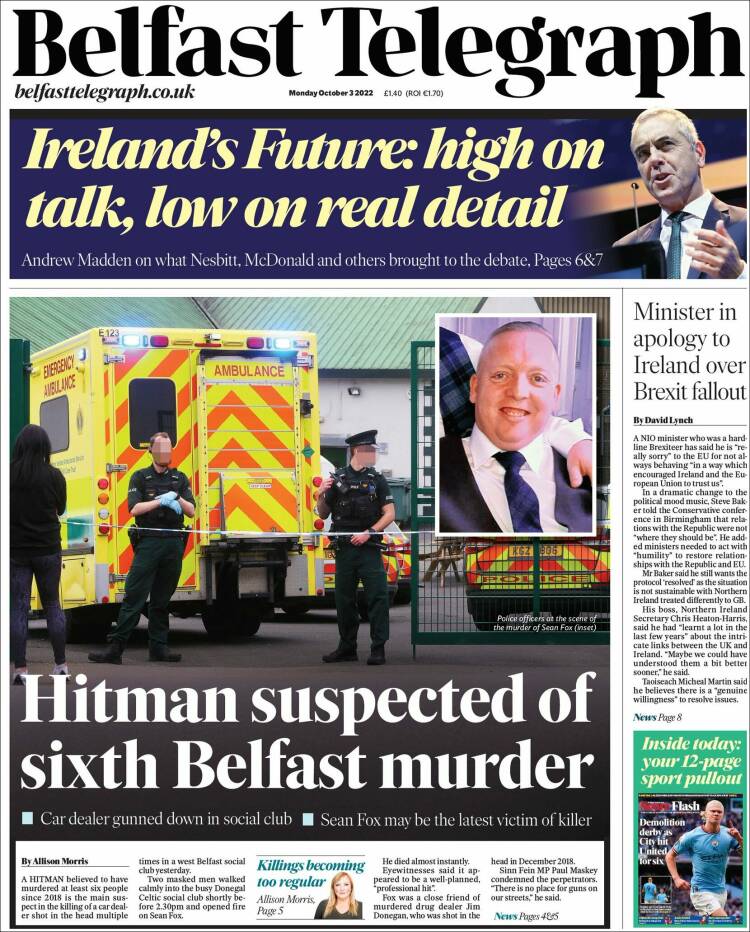 Portada de Belfast Telegraph (United Kingdom)