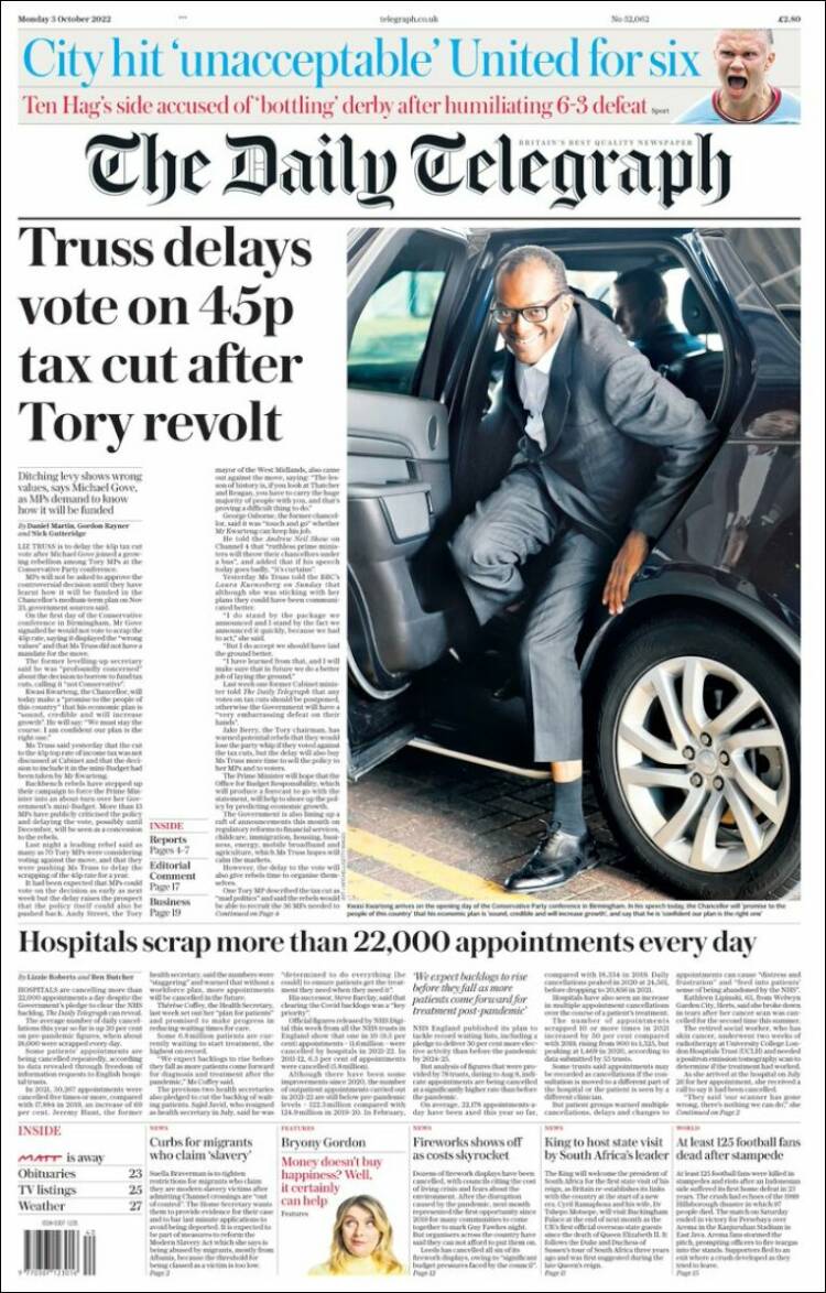 Portada de Daily Telegraph (United Kingdom)