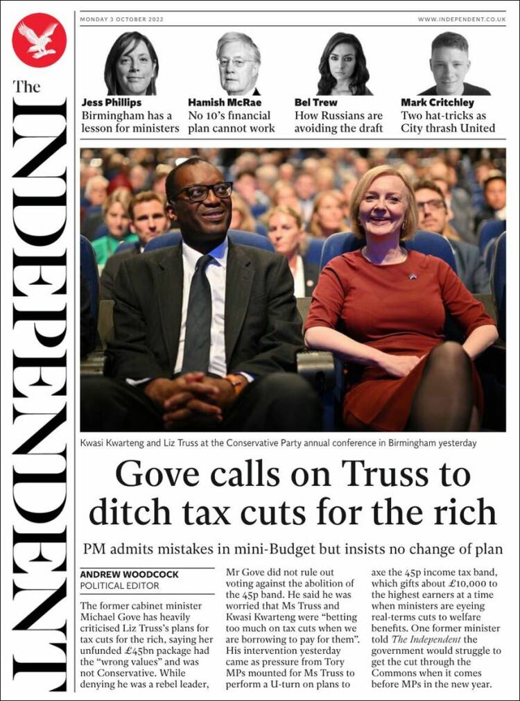 Portada de The Independent (United Kingdom)