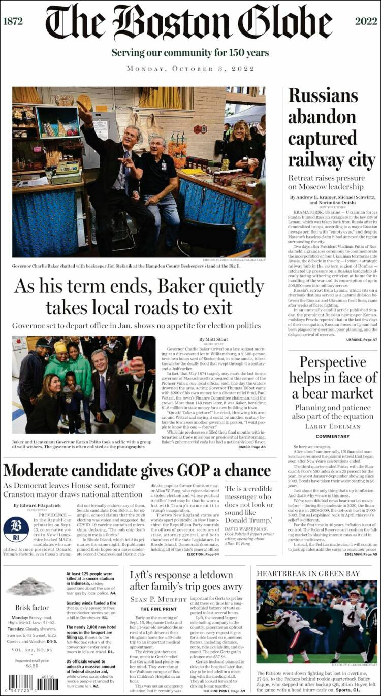 Portada de Boston Globe (USA)