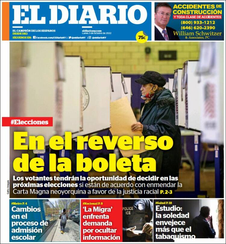 Portada de El Diario NY (USA)