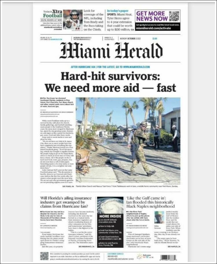 Portada de Miami Herald (USA)