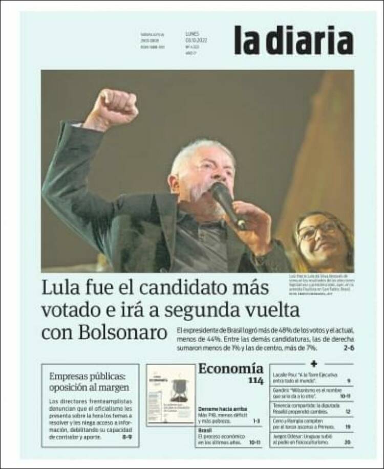 Portada de La Diaria (Uruguay)