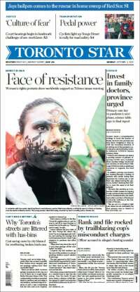 Portada de The Toronto Star (Canada)