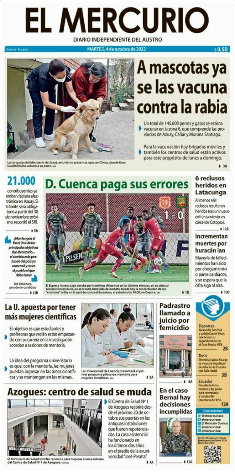 Newspaper Diario El Mercurio Ecuador Newspapers In Ecuador Tuesday 
