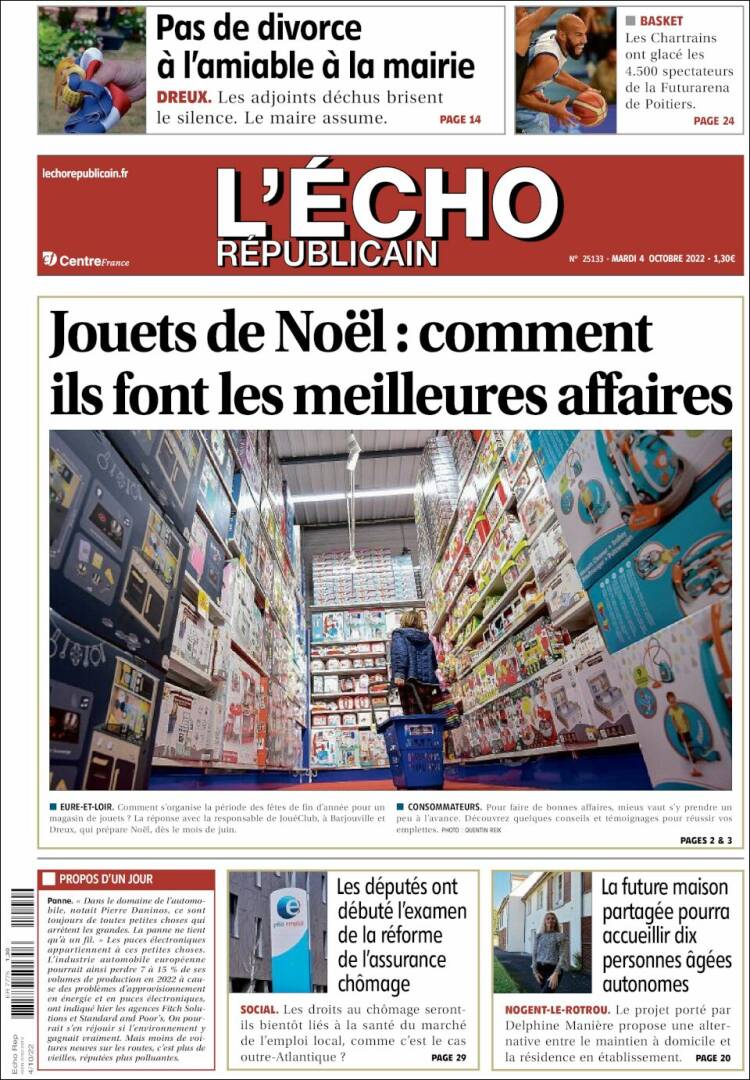Portada de L'Echo Républicain (Francia)