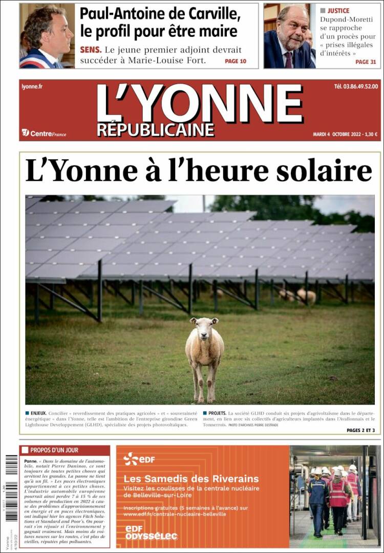 Portada de L'Yonne-Républicaine (Francia)