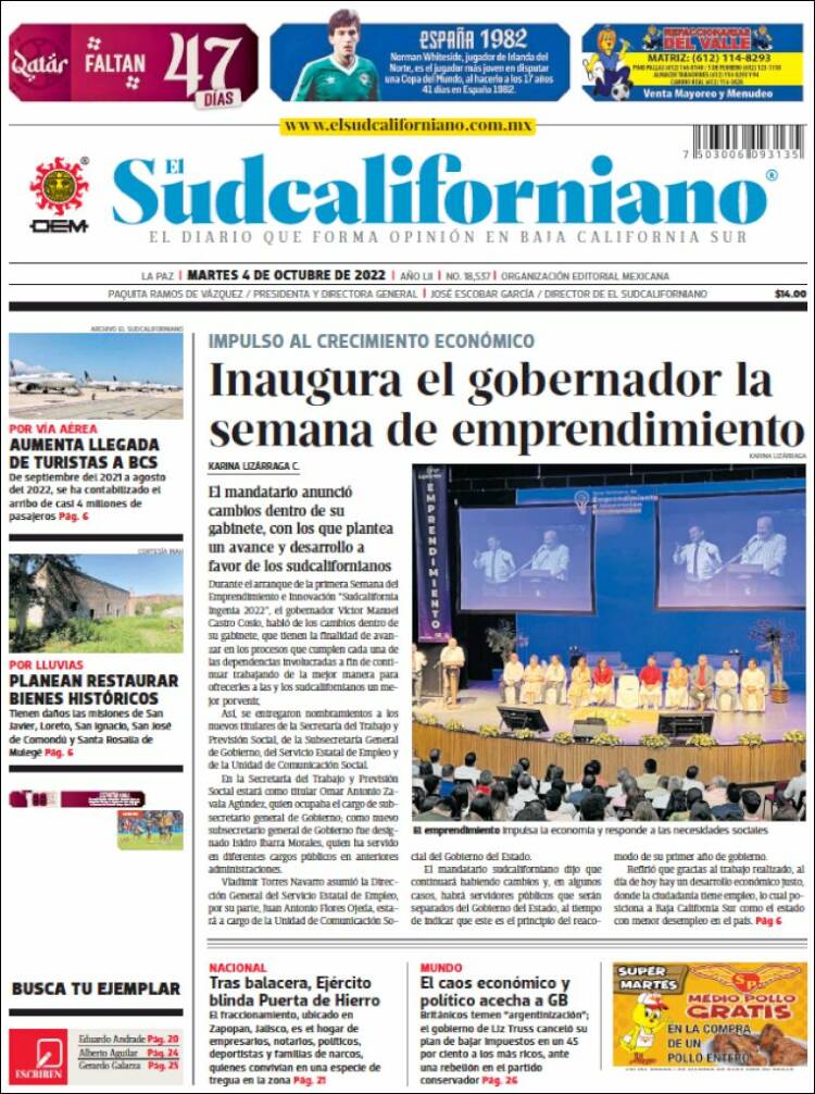 Portada de El Sudcaliforniano (México)