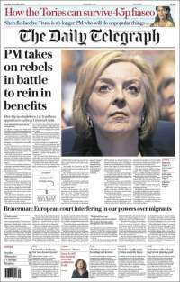 Portada de Daily Telegraph (Reino Unido)