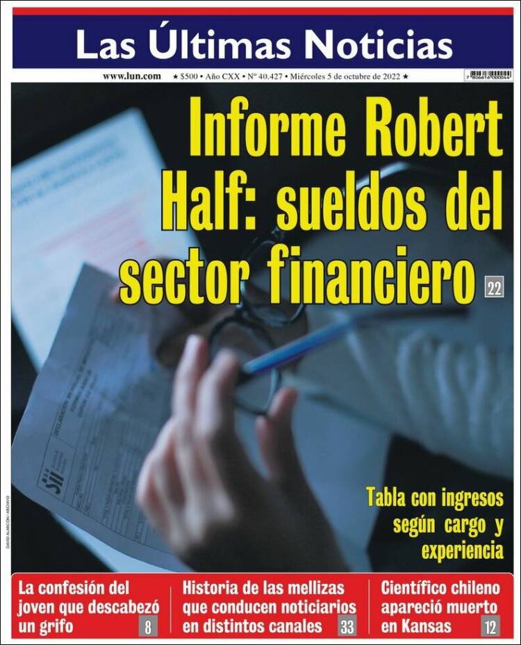 Portada de Las Últimas Noticias (Chile)