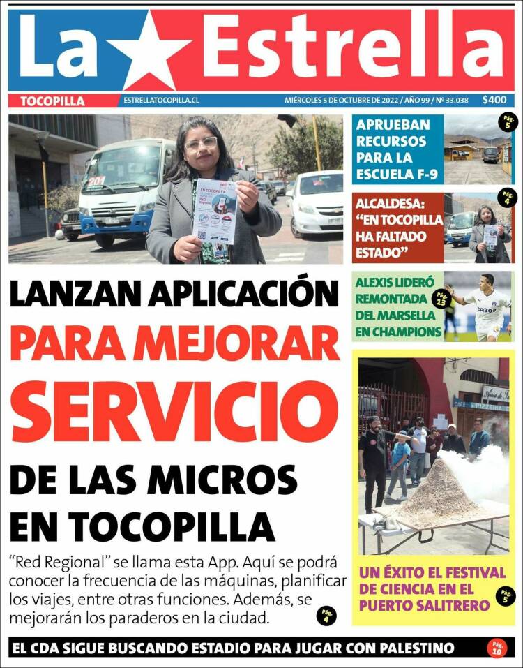 Portada de La Estrella de Tocopilla (Chile)