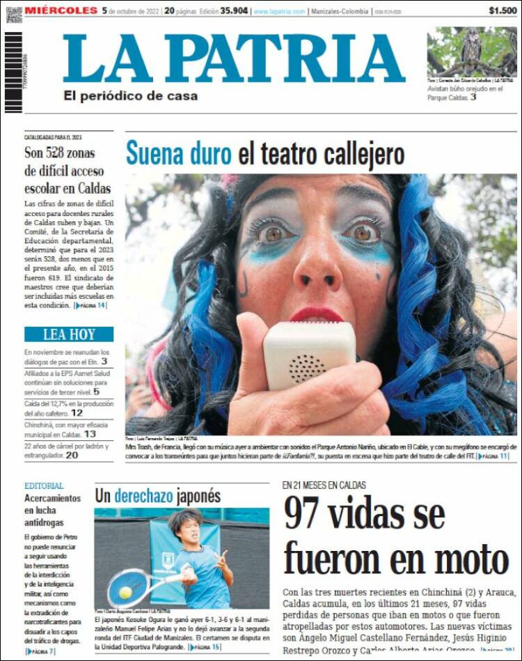 Portada de La Patria (Colombia)