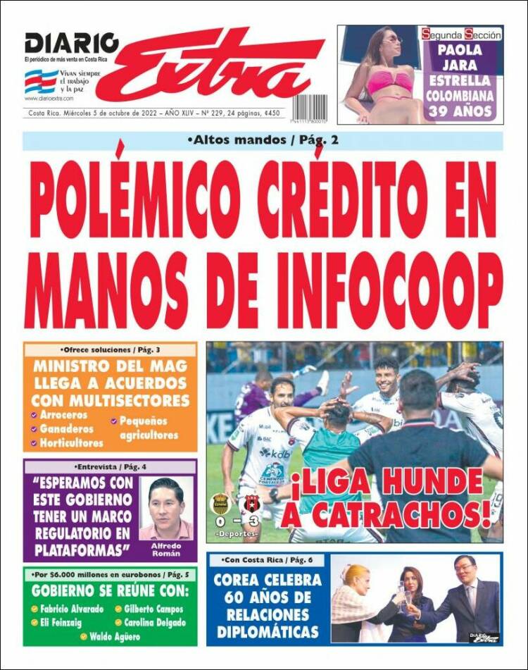 Portada de Diario Extra (Costa Rica)