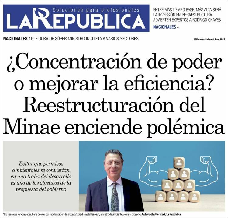 Portada de La República (Costa Rica)