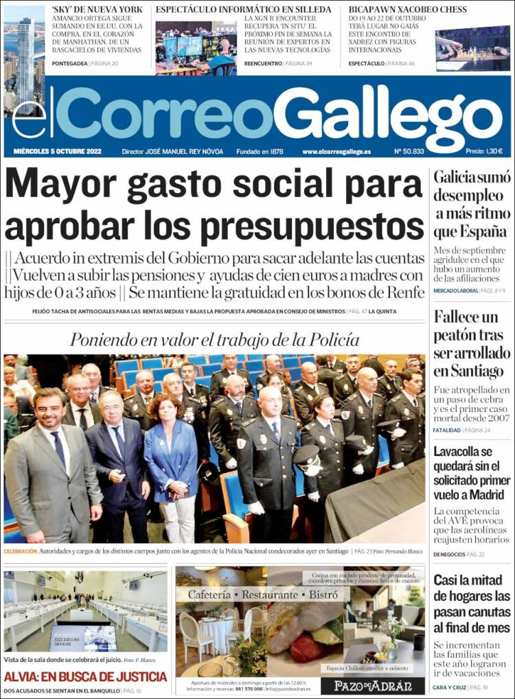 Portada de El Correo Gallego (España)