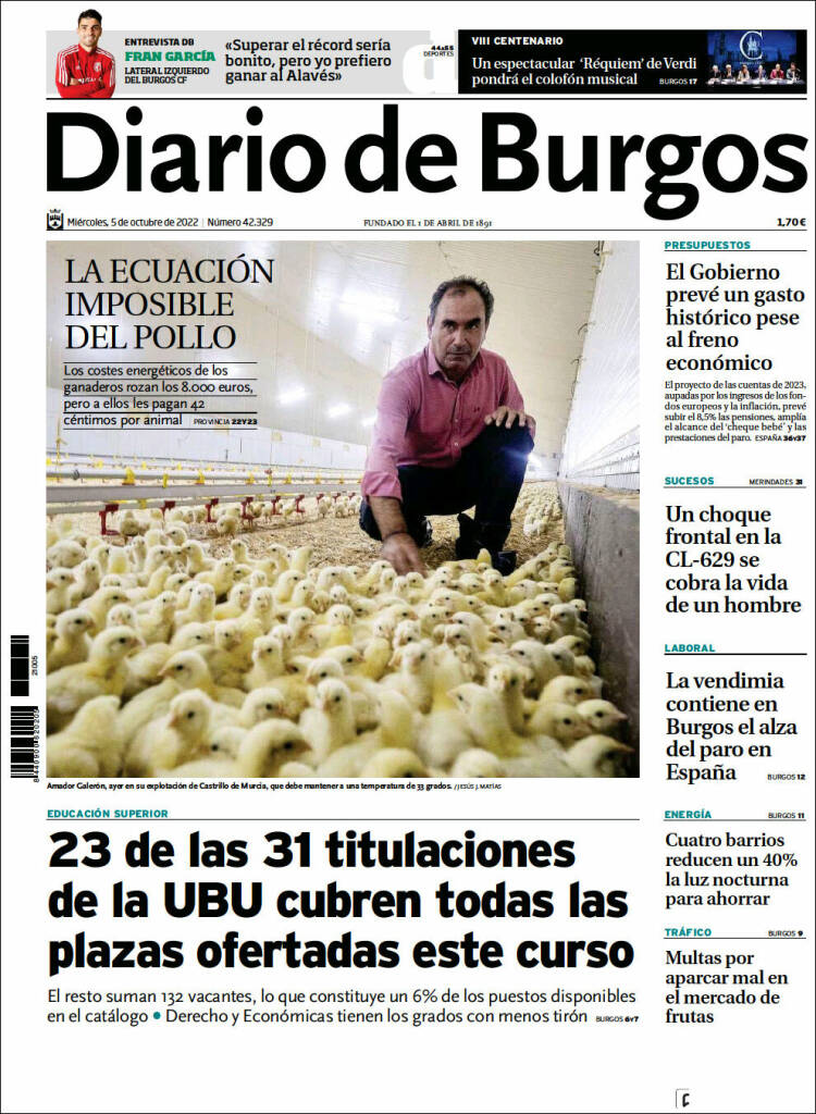 Portada de Diario de Burgos (España)