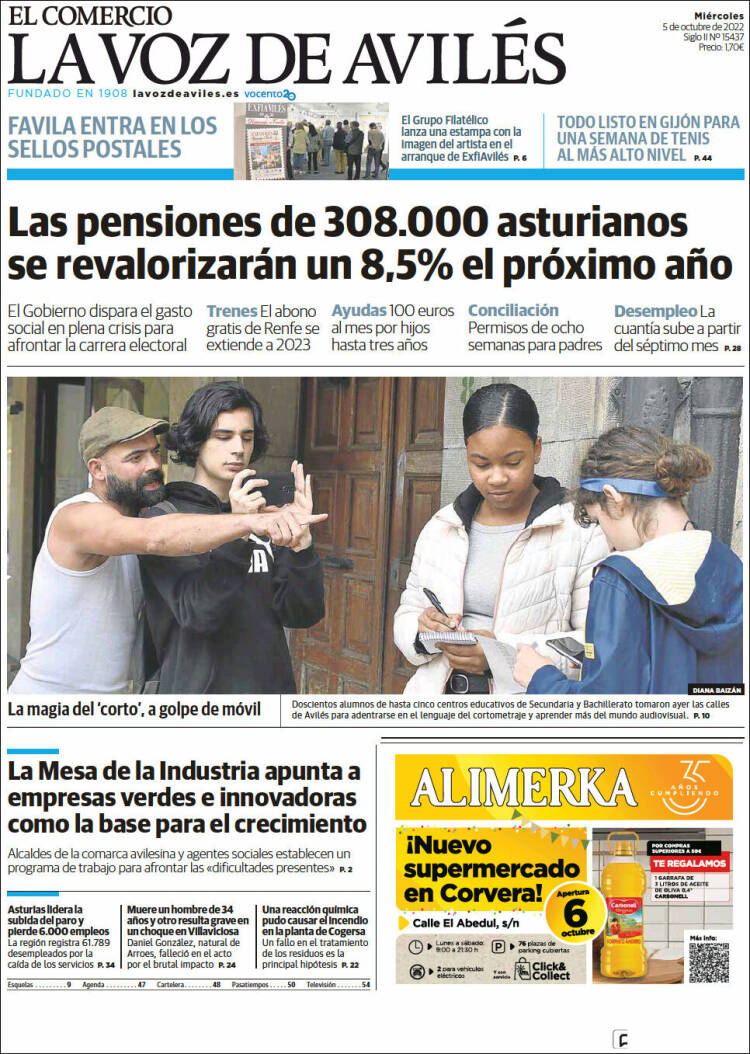 Portada de El Comercio - Avilés (España)