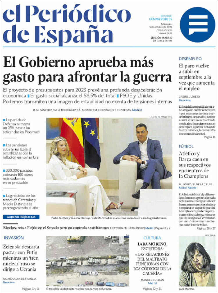 Portada de El Periódico de España (España)