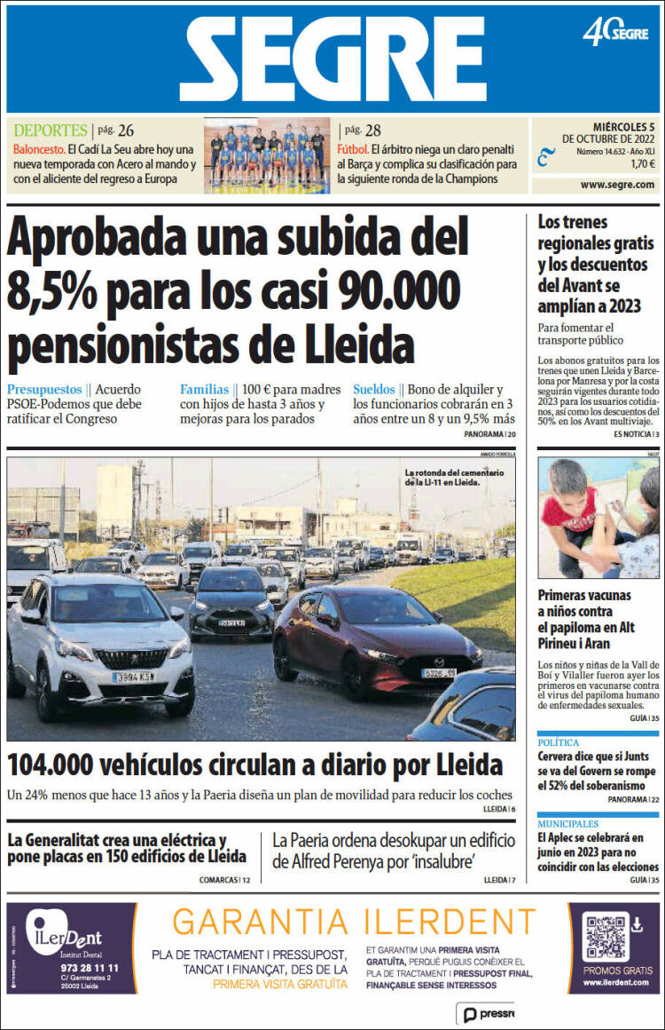 Portada de Segre  (España)